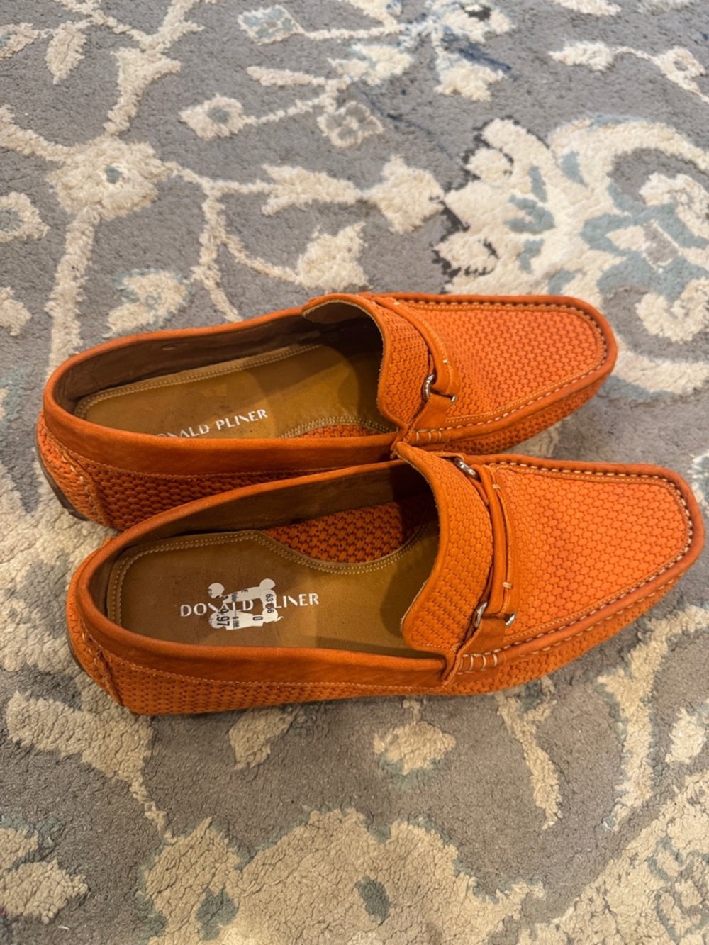 Donald J. Pliner Orange Woven Leather Bit Loafers